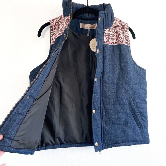E2 Clothing Women's Boho Aztec Denim Vest Size Medium NWT Casual Modern Cozy - Picture 5 of 16